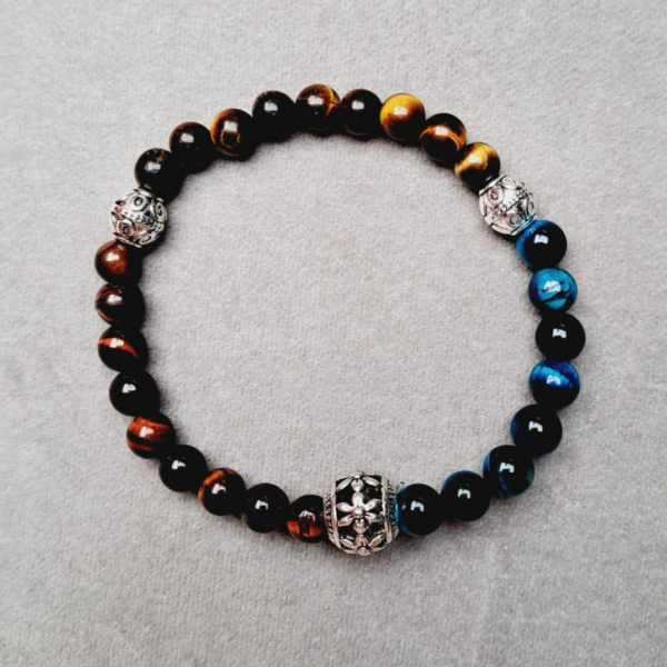 Bracelet oeil de tigre,  taureau et de faucon (qualité AA) - 6 mm