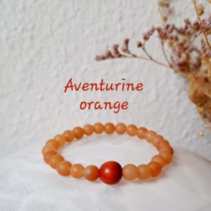 Bracelet de pierres semi-précieuses aventurine orange mate (qualité A)- 6 mm