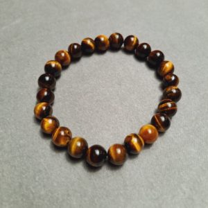 Bracelet de pierres semi-précieuses, oeil de tigre (qualité AA)- 8 mm