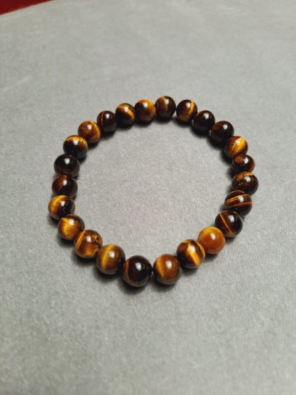 Bracelet de pierres semi-précieuses, oeil de tigre (qualité AA)- 8 mm