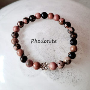 Bracelet de pierres semi-précieuses de rhodonite (qualité A) - 6 mm