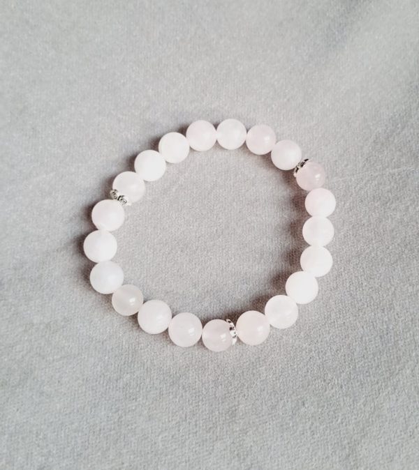 Bracelet de quartz rose et petits séparateurs argentés